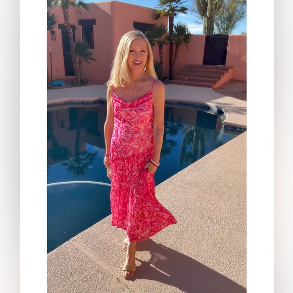 NWT Elegant Pink Floral Maxi Dress-S - Picture 8 of 17